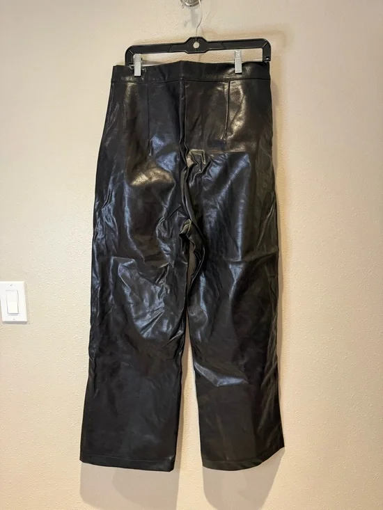 Uoozee Chic Black Faux Leather Wide Leg Trousers - High Waisted Size Large - Picture 6 of 8